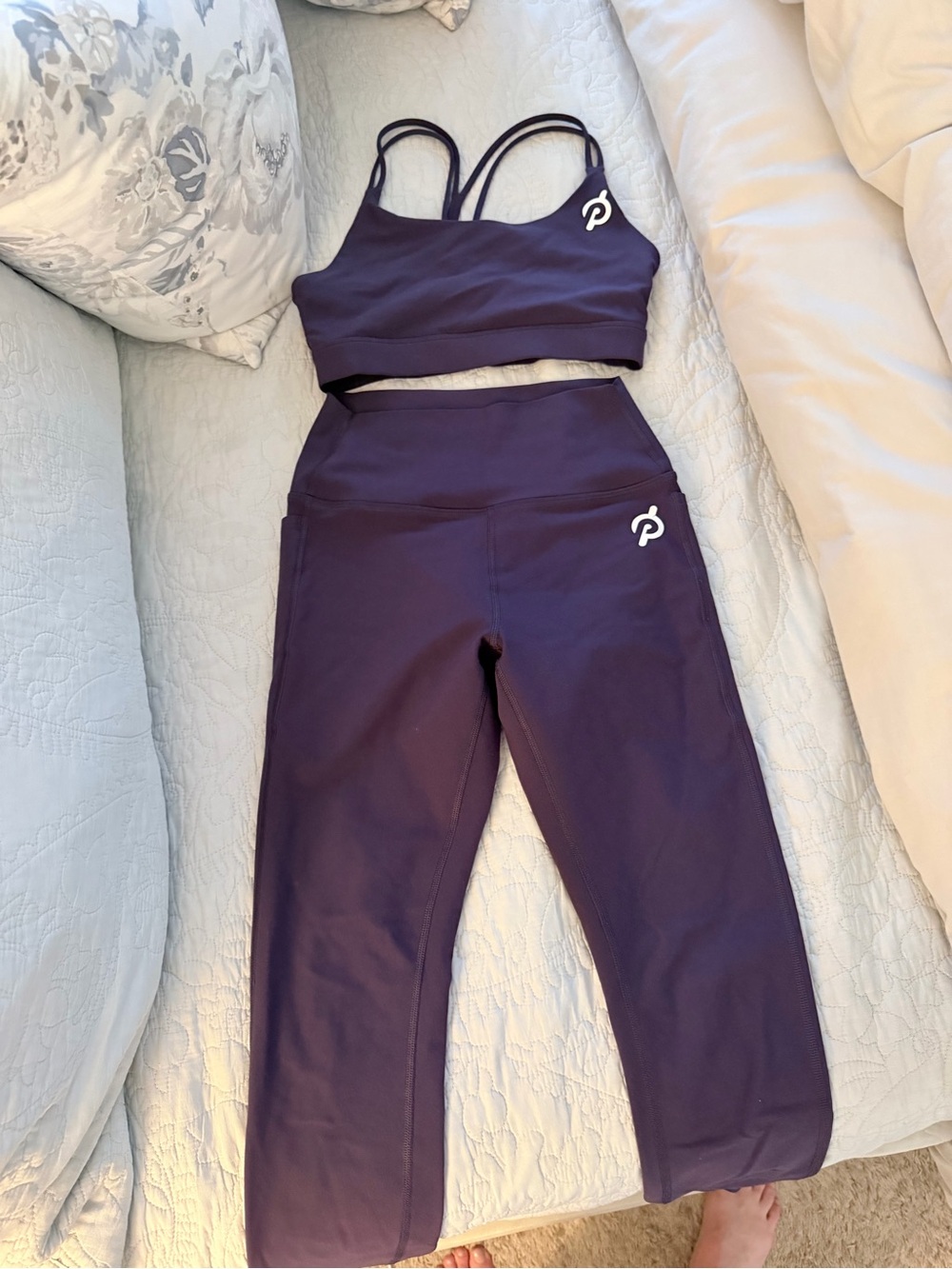 Peloton Deep Purple High-Waist Leggings & Strappy Sports Bra Set